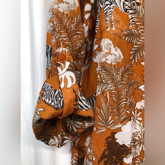 Live 4 Truth Long Shirt Dress Medium Womens Sheer Button Zebra Palm Trees NWT - Picture 4 of 16